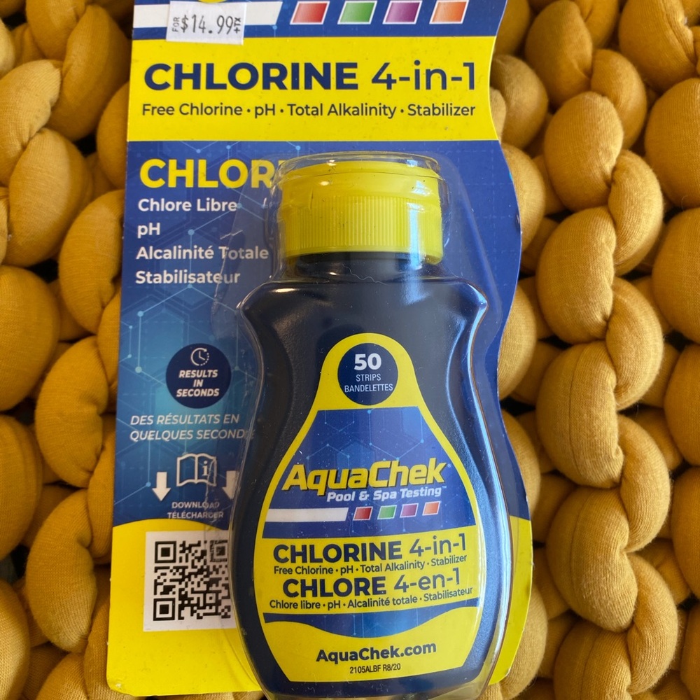 Chlorine 4-in-1 Pool Test Strips - Blue and Yellow